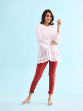 Load image into Gallery viewer, Go Colors Dark Rust Cotton Stretch Cropped Leggings
