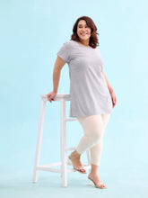 Load image into Gallery viewer, Go Colors Ecru Cotton Stretch Cropped Leggings
