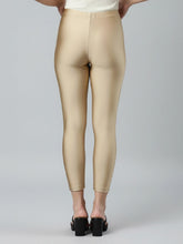 Load image into Gallery viewer, Go Colors Gold Cotton Stretch Cropped Leggings
