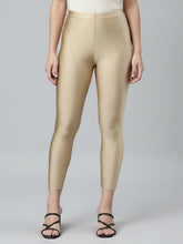 Load image into Gallery viewer, Go Colors Gold Cotton Stretch Cropped Leggings
