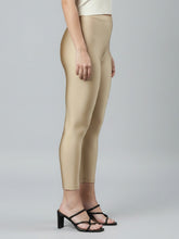 Load image into Gallery viewer, Go Colors Gold Cotton Stretch Cropped Leggings
