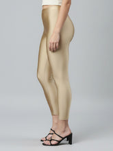 Load image into Gallery viewer, Go Colors Gold Cotton Stretch Cropped Leggings
