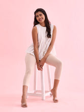 Load image into Gallery viewer, Go Colors Light Beige Cotton Stretch Cropped Leggings
