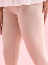 Load image into Gallery viewer, Go Colors Light Beige Cotton Stretch Cropped Leggings
