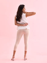 Load image into Gallery viewer, Go Colors Light Beige Cotton Stretch Cropped Leggings
