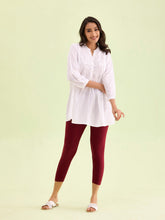 Load image into Gallery viewer, Go Colors Maroon Cotton Stretch Cropped Leggings
