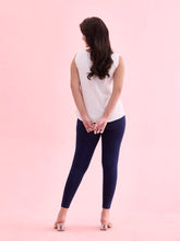 Load image into Gallery viewer, Go Colors Navy Cotton Stretch Cropped Leggings
