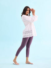 Load image into Gallery viewer, Go Colors Purple Cotton Stretch Cropped Leggings
