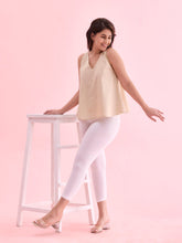 Load image into Gallery viewer, Go Colors White Cotton Stretch Cropped Leggings

