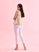 Load image into Gallery viewer, Go Colors White Cotton Stretch Cropped Leggings
