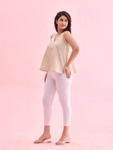 Load image into Gallery viewer, Go Colors White Cotton Stretch Cropped Leggings

