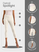 Load image into Gallery viewer, Go Colors Ecru Cotton Stretch Cropped Leggings
