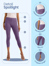Load image into Gallery viewer, Go Colors Dark Purple Cotton Stretch Cropped Leggings
