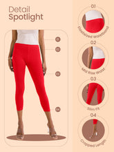Load image into Gallery viewer, Go Colors Maroon Cotton Stretch Cropped Leggings
