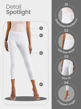 Load image into Gallery viewer, Go Colors Cream Cotton Stretch Cropped Leggings
