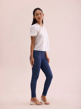 Load image into Gallery viewer, Go Colors Blue Cotton Poly Stretch Denim Leggings
