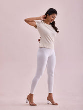 Load image into Gallery viewer, Go Colors Cream Drop Needle Fabric Rib Leggings
