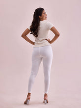 Load image into Gallery viewer, Go Colors Cream Drop Needle Fabric Rib Leggings
