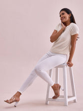 Load image into Gallery viewer, Go Colors Cream Drop Needle Fabric Rib Leggings
