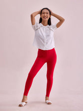 Load image into Gallery viewer, Go Colors Dark Red Drop Needle Fabric Rib Leggings
