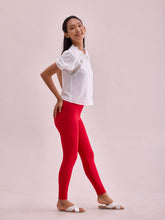 Load image into Gallery viewer, Go Colors Dark Red Drop Needle Fabric Rib Leggings
