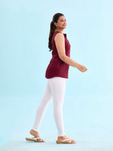 Load image into Gallery viewer, Go Colors White Drop Needle Fabric Rib Leggings

