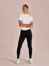 Load image into Gallery viewer, Go Colors Black Cotton Stretch Ribbed warm Leggings
