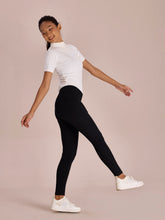 Load image into Gallery viewer, Go Colors Black Cotton Stretch Ribbed warm Leggings
