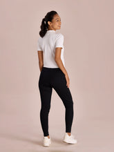 Load image into Gallery viewer, Go Colors Black Cotton Stretch Ribbed warm Leggings
