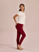 Load image into Gallery viewer, Go Colors Bright Red Cotton Stretch Ribbed warm Leggings
