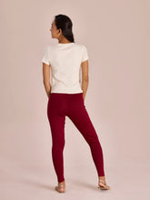 Load image into Gallery viewer, Go Colors Bright Red Cotton Stretch Ribbed warm Leggings
