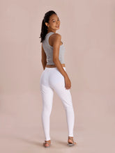 Load image into Gallery viewer, Go Colors White Cotton Stretch Ribbed warm Leggings
