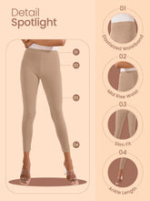 Load image into Gallery viewer, Go Colors Light Beige Cotton Stretch Ankle Length Leggings
