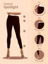 Load image into Gallery viewer, Go Colors Dark Wine Cotton Stretch Ankle Length Leggings
