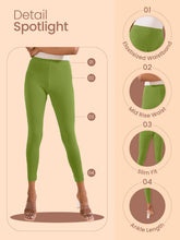 Load image into Gallery viewer, Go Colors Dusty Green Cotton Stretch Ankle Length Leggings
