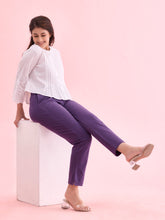 Load image into Gallery viewer, Go Colors Black Currant Cotton Stretch Kurti Pants
