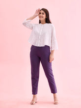 Load image into Gallery viewer, Go Colors Black Currant Cotton Stretch Kurti Pants
