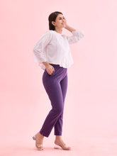 Load image into Gallery viewer, Go Colors Black Currant Cotton Stretch Kurti Pants
