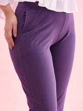 Load image into Gallery viewer, Go Colors Black Currant Cotton Stretch Kurti Pants
