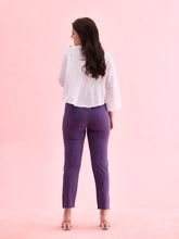 Load image into Gallery viewer, Go Colors Black Currant Cotton Stretch Kurti Pants

