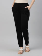 Load image into Gallery viewer, Go Colors Black Cotton Stretch Kurti Pants
