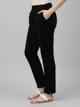 Load image into Gallery viewer, Go Colors Black Cotton Stretch Kurti Pants
