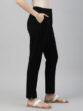 Load image into Gallery viewer, Go Colors Black Cotton Stretch Kurti Pants

