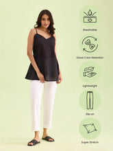 Load image into Gallery viewer, Go Colors Cream Cotton Stretch Kurti Pants
