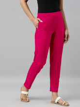 Load image into Gallery viewer, Go Colors Dark Pink Cotton Stretch Kurti Pants
