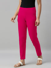 Load image into Gallery viewer, Go Colors Dark Pink Cotton Stretch Kurti Pants
