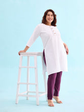 Load image into Gallery viewer, Go Colors Dark Purple Cotton Stretch Kurti Pants
