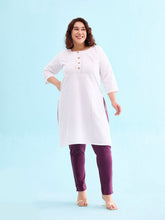 Load image into Gallery viewer, Go Colors Dark Purple Cotton Stretch Kurti Pants
