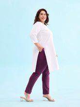Load image into Gallery viewer, Go Colors Dark Purple Cotton Stretch Kurti Pants
