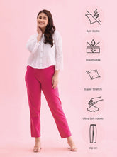 Load image into Gallery viewer, Go Colors Dark Rose Cotton Stretch Kurti Pants
